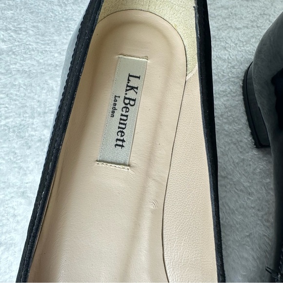 NWOB L.K. Bennett London Black Patent Leather Velvet Pointed Toe Loafers - Picture 5 of 14